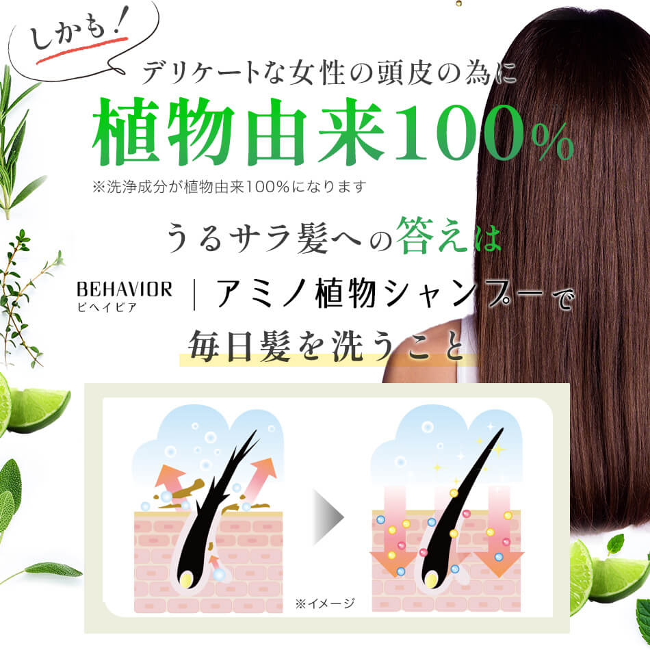 【初回1,000円】頭皮と髪に優しい植物由来　アミノ植物シャンプー 480ml　送料無料
